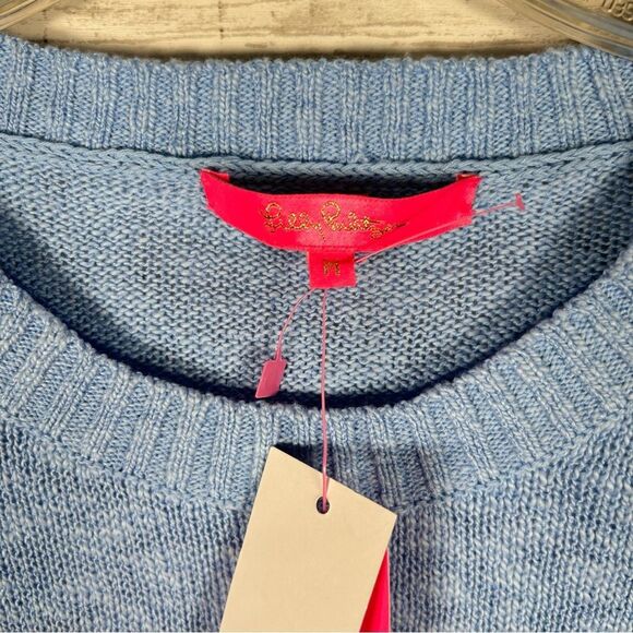 LILLY PULITZER Pippy Sweater Blue Peri Sun Sand Sea Intarsia M NWT $138 - Picture 6 of 9
